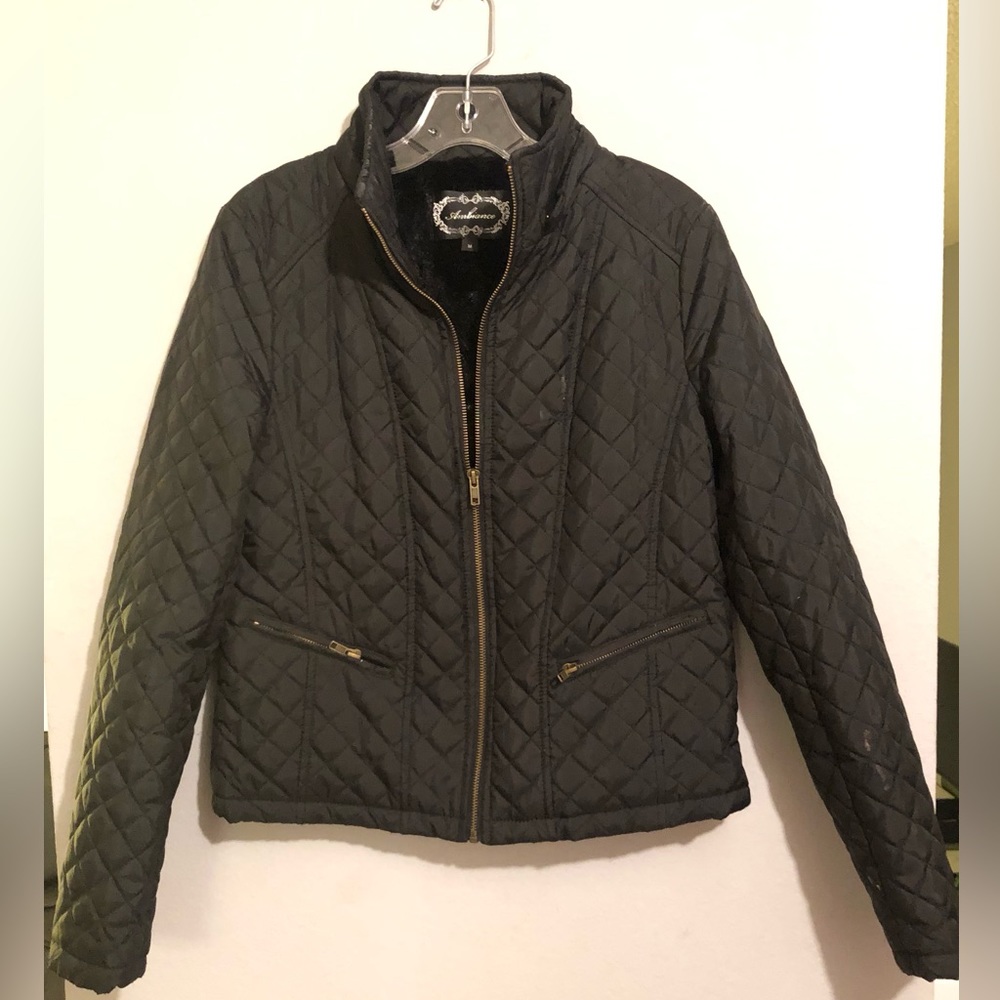Ambiance Black Quilted Bomber Jacket